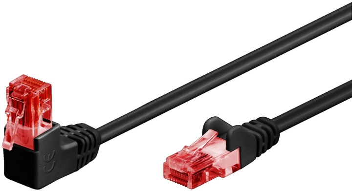 Goobay CAT 6 Patch Cable 1x 90° Angled, U/UTP, black copper-clad aluminium wire (CCA), latch on top, 0.25 m in the group COMPUTERS & PERIPHERALS / Computer cables / Network cables / Cat6 at TP E-commerce Nordic AB (C42745)