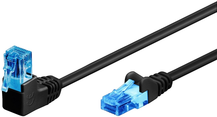 Goobay CAT 6A Patch Cable 1x 90° Angled, U/UTP, black copper-clad aluminium wire (CCA), latch on top, 0.25 m in the group COMPUTERS & PERIPHERALS / Computer cables / Network cables / Cat6 at TP E-commerce Nordic AB (C42759)