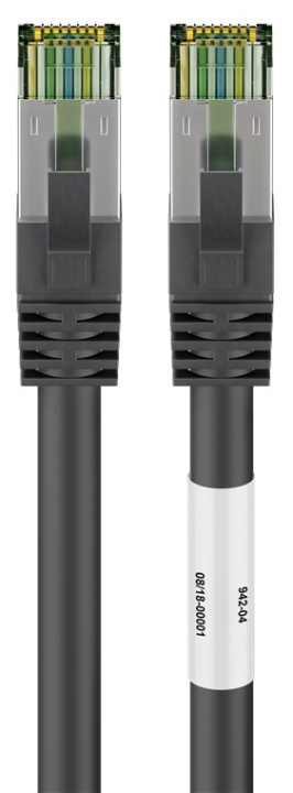 Goobay CAT 8.1 Patch Cord, S/FTP (PiMF), black 99.9 % oxygen-free copper conductor (OFC), AWG 24, halogen-free cable sheath (LSZH), 0.25 m in the group COMPUTERS & PERIPHERALS / Computer cables / Network cables / Cat8 at TP E-commerce Nordic AB (C43191)