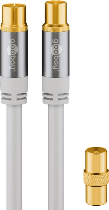 Goobay TV Antenna Cable (135 dB), 4x Shielded gold-plated, coaxial socket > coaxial plug, 1 m in the group HOME ELECTRONICS / Cables & Adapters / Antenna cables & Accessories / Antenna cables at TP E-commerce Nordic AB (C43339)