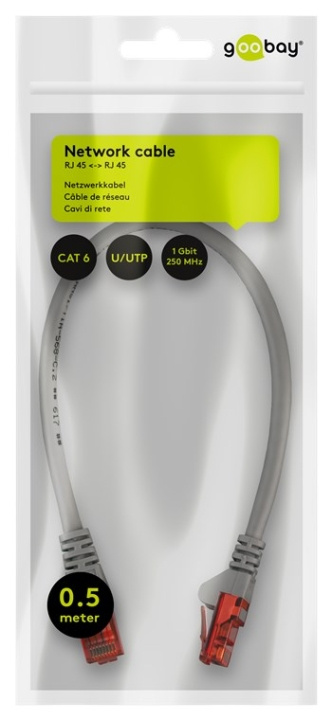 Goobay CAT 6 Patch Cable, U/UTP, grey copper-clad aluminium wire (CCA), 0.5 m in the group COMPUTERS & PERIPHERALS / Computer cables / Network cables / Cat6 at TP E-commerce Nordic AB (C43463)