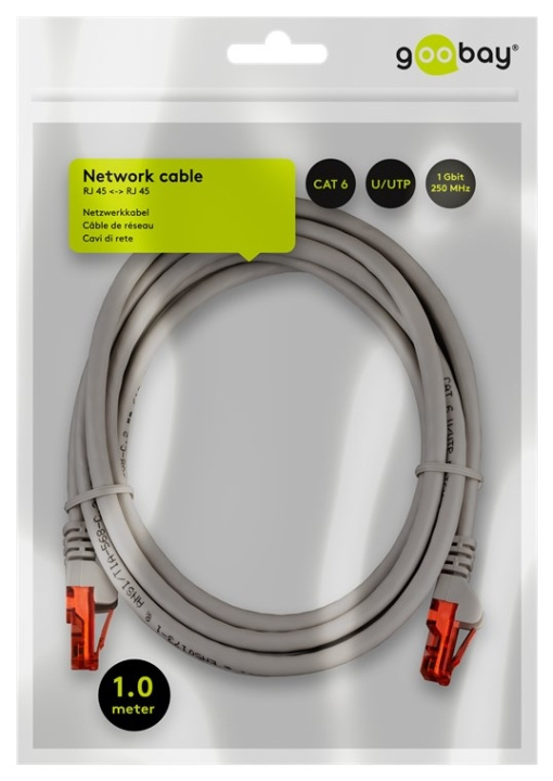 Goobay CAT 6 Patch Cable, U/UTP, grey copper-clad aluminium wire (CCA), 1 m in the group COMPUTERS & PERIPHERALS / Computer cables / Network cables / Cat6 at TP E-commerce Nordic AB (C43464)
