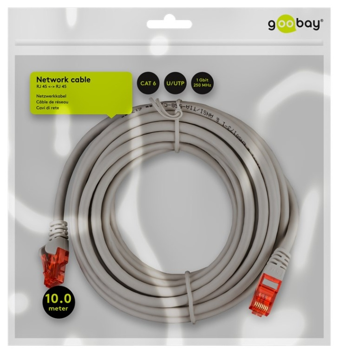 Goobay CAT 6 Patch Cable, U/UTP, grey copper-clad aluminium wire (CCA), 10 m in the group COMPUTERS & PERIPHERALS / Computer cables / Network cables / Cat6 at TP E-commerce Nordic AB (C43468)