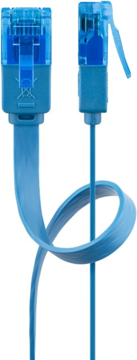 Goobay CAT 6A Flat Patch Cable U/UTP, blue copper conductor (CU), 0.5 m in the group COMPUTERS & PERIPHERALS / Computer cables / Network cables / Cat6 at TP E-commerce Nordic AB (C43644)
