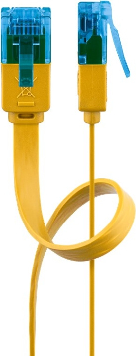 Goobay CAT 6A Flat Patch Cable U/UTP, yellow copper conductor (CU), 0.5 m in the group COMPUTERS & PERIPHERALS / Computer cables / Network cables / Cat6 at TP E-commerce Nordic AB (C43645)
