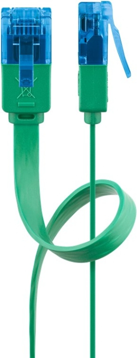 Goobay CAT 6A Flat Patch Cable U/UTP, green copper conductor (CU), 0.5 m in the group COMPUTERS & PERIPHERALS / Computer cables / Network cables / Cat6 at TP E-commerce Nordic AB (C43646)