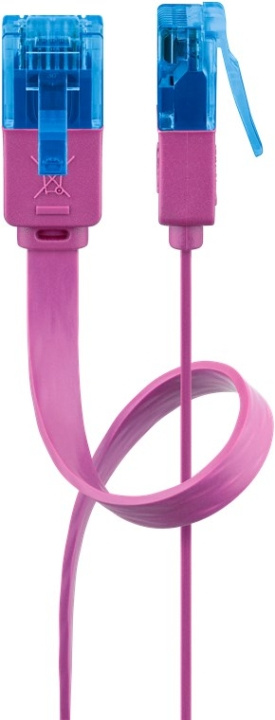 Goobay CAT 6A Flat Patch Cable U/UTP, magenta copper conductor (CU), 0.5 m in the group COMPUTERS & PERIPHERALS / Computer cables / Network cables / Cat6 at TP E-commerce Nordic AB (C43647)