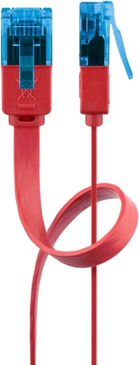 Goobay CAT 6A Flat Patch Cable U/UTP, red copper conductor (CU), 0.5 m in the group COMPUTERS & PERIPHERALS / Computer cables / Network cables / Cat6 at TP E-commerce Nordic AB (C43648)