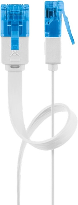 Goobay CAT 6A Flat Patch Cable U/UTP, white copper conductor (CU), 0.5 m in the group COMPUTERS & PERIPHERALS / Computer cables / Network cables / Cat6 at TP E-commerce Nordic AB (C43651)