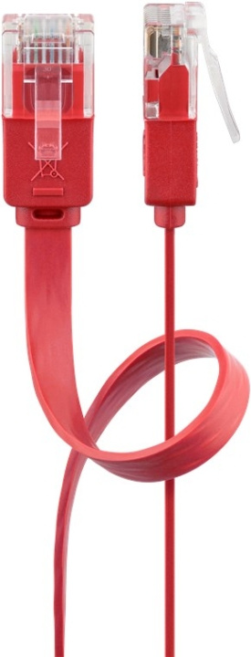 Goobay CAT 6 Flat Patch Cable, U/UTP, red copper conductor (CU), 1 m in the group COMPUTERS & PERIPHERALS / Computer cables / Network cables / Cat6 at TP E-commerce Nordic AB (C43689)