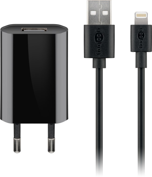 Goobay Apple Lightning laddningssats (5 W) Strömförsörjning med Apple Lightning-kabel 1 m (svart) in the group SMARTPHONE & TABLETS / Chargers & Cables / Wall charger / Wall charger Lightning at TP E-commerce Nordic AB (C43979)