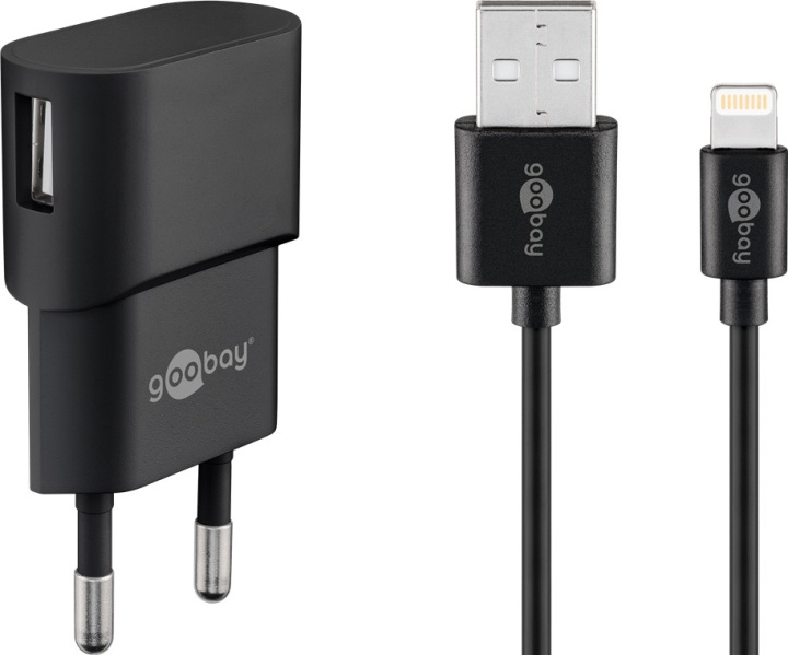 Goobay Apple Lightning laddningssats (5 W) Strömförsörjning med Apple Lightning-kabel 1 m (svart) in the group SMARTPHONE & TABLETS / Chargers & Cables / Wall charger / Wall charger Lightning at TP E-commerce Nordic AB (C43984)