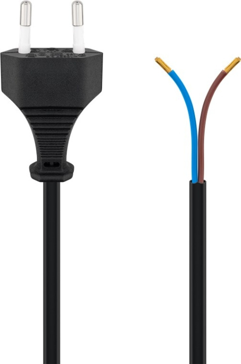 Goobay Kabel med euro-kontakt för montering, 1,5 m, svart Euro-kontakt (typ C, CEE 7/16) > lösa kabeländar in the group HOME, HOUSEHOLD & GARDEN / Electricity & Lighting / electrical installation / Accessories at TP E-commerce Nordic AB (C44018)