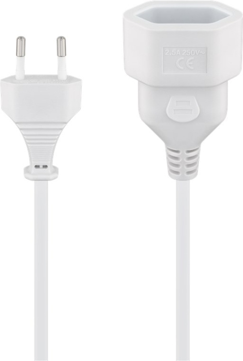 Goobay Förlängningskabel Europlug, 3 m, vit Europlug (typ C, CEE 7/16) > Europeiskt uttag in the group HOME, HOUSEHOLD & GARDEN / Electricity & Lighting / Extension cables at TP E-commerce Nordic AB (C44022)