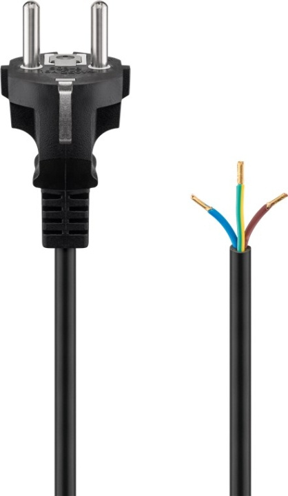 Goobay Kabel för skyddskontakt för montering, 1,5 m, svart stickkontakt med skyddsjord (typ F, CEE 7/7) > lösa kabeländar in the group HOME, HOUSEHOLD & GARDEN / Electricity & Lighting / electrical installation / Accessories at TP E-commerce Nordic AB (C44033)