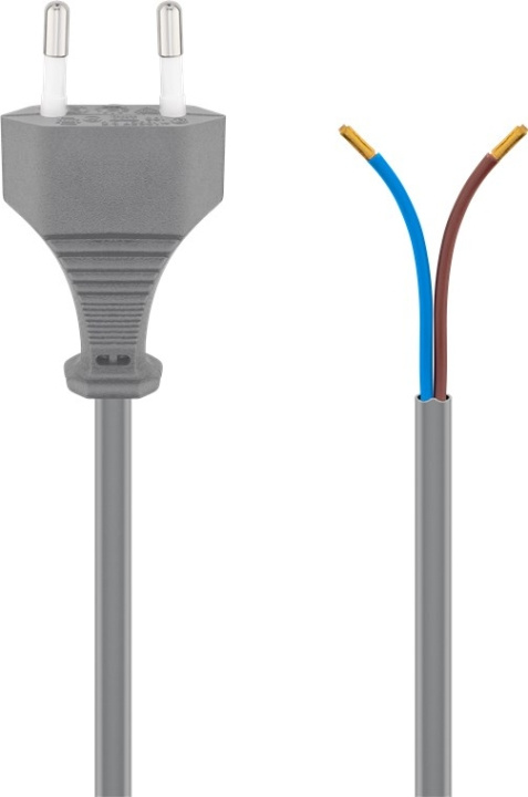 Goobay Kabel med euro-kontakt för montering, 1,5 m, grå Euro-kontakt (typ C, CEE 7/16) > lösa kabeländar in the group HOME, HOUSEHOLD & GARDEN / Electricity & Lighting / electrical installation / Accessories at TP E-commerce Nordic AB (C44036)