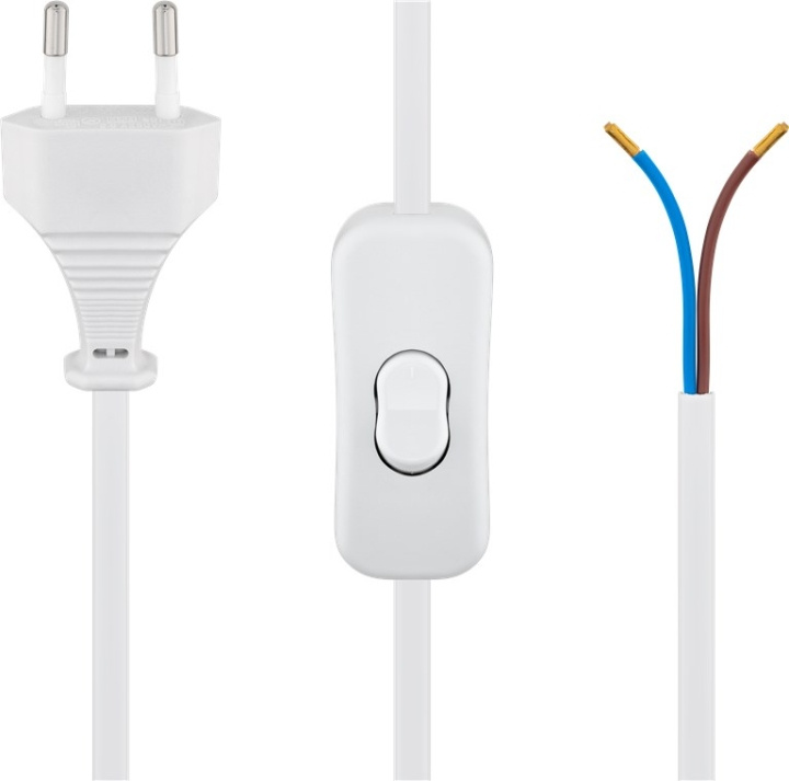 Goobay Kabel med euro-kontakt för montering - med strömbrytare, 1,5 m, vit Euro-kontakt (typ C, CEE 7/16) > lösa kabeländar in the group HOME, HOUSEHOLD & GARDEN / Electricity & Lighting / electrical installation / Accessories at TP E-commerce Nordic AB (C44037)