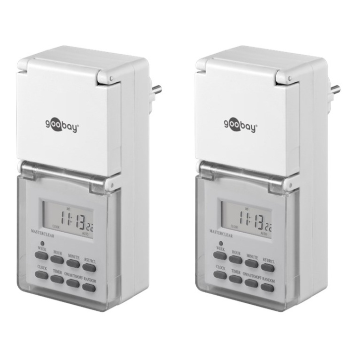 Goobay Set med 2, digital timer IP44 Lättanvänd digital timer in the group HOME, HOUSEHOLD & GARDEN / Electricity & Lighting / Timers at TP E-commerce Nordic AB (C44050)