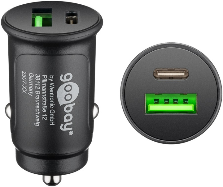 Goobay Dual-USB Auto Fast Charger USB-C™ PD (Power Delivery) (30 W) 30W (12/24V)lämplig för enheter med USB-C™ (Ström Delivery), såsom iPhone 12 in the group SMARTPHONE & TABLETS / Chargers & Cables / Car chargers / Car chargers Type-C at TP E-commerce Nordic AB (C44053)