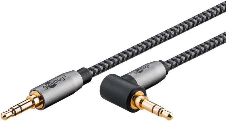 Goobay Ljudanslutningskabel AUX, 3,5 mm stereo, 90°, 0,5 m, Sharkskin Grey Pawl 3,5 mm plugg (3-stift, Stereo) > Pawl 3,5 mm plugg (3-stift, stereo) 90 ° in the group HOME ELECTRONICS / Cables & Adapters / Audio analog / 3.5 mm at TP E-commerce Nordic AB (C44125)