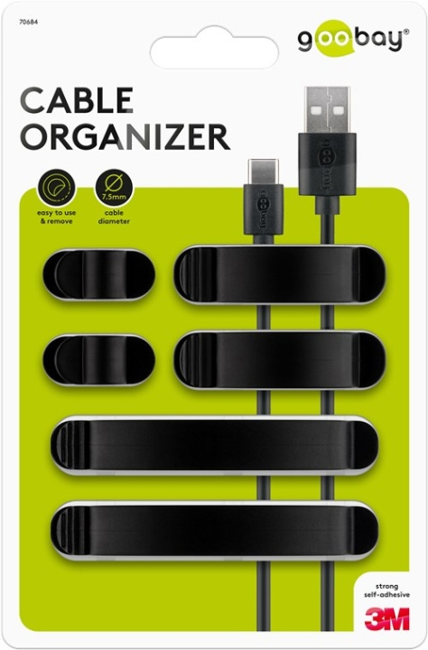 Goobay Kabelhanteringsklämma sats, svart 6-pack för att ordna och fästa, avtagbar in the group HOME ELECTRONICS / Cables & Adapters / Kable management at TP E-commerce Nordic AB (C44158)