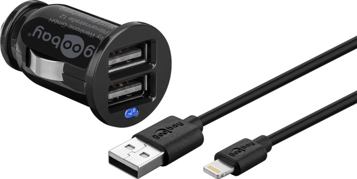 Goobay Apple Lightning billadare (12 W) Adapter för billaddare och Apple Lightning-kabel 1,0 m (svart) in the group SMARTPHONE & TABLETS / Chargers & Cables / Car chargers / Car chargers Lightning at TP E-commerce Nordic AB (C44164)