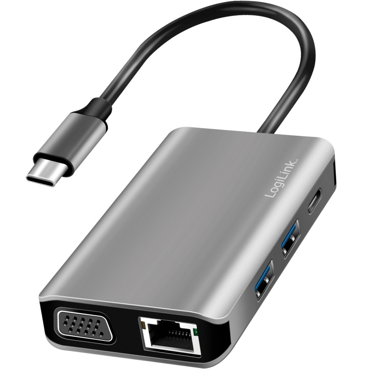 LogiLink USB-C-dockningsstation 7-i-1 HDMI/VGA/RJ45/USB-C 100W PD in the group COMPUTERS & PERIPHERALS / Laptops & accessories / Docking station at TP E-commerce Nordic AB (C44266)