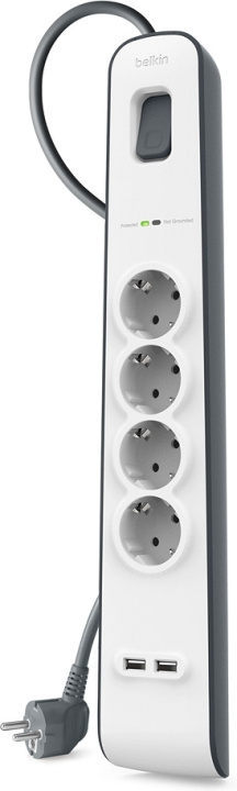 Belkin SurgePlus USB 4-osainen jatkojohto, 2 m in the group HOME, HOUSEHOLD & GARDEN / Electricity & Lighting / Power strips at TP E-commerce Nordic AB (C44494)
