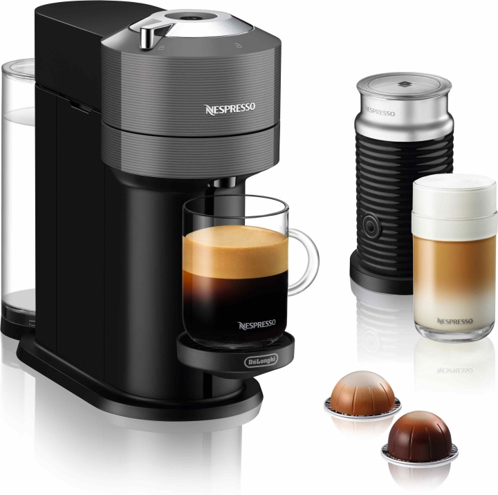 Nespresso Vertuo Next Aeroccino Bundle Pack Kapselmaskin, Grå in the group HOME, HOUSEHOLD & GARDEN / Household appliances / Coffee makers and accessories / Drip coffee makers at TP E-commerce Nordic AB (C44559)