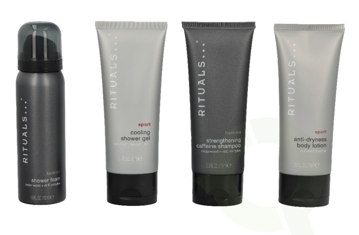 Rituals Homme Set 260 ml Shower Foam 50ml /Strenghtening Caffeine Shampoo 70ml/Anti Dry Body Lotion 70ml/Cooling Shower Gel 70ml in the group BEAUTY & HEALTH / Gift sets / Gift sets for him at TP E-commerce Nordic AB (C47591)