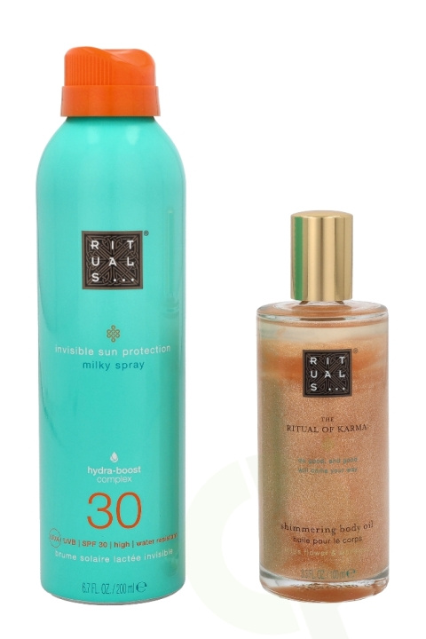 Rituals Karma Set 300 ml Karma Shimmering Body Oil 100ml/Invisible Sun Protection Milky Spray SPF30 200ml in the group BEAUTY & HEALTH / Gift sets / Gift sets for her at TP E-commerce Nordic AB (C47625)