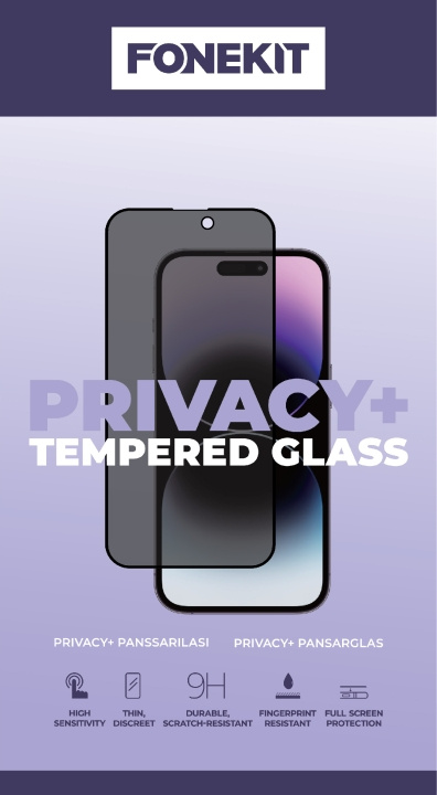 FoneKit Privacy+ Heltäckande härdat glas, iPhone 15 Pro Max in the group SMARTPHONE & TABLETS / Phone cases / Apple / iPhone 15 at TP E-commerce Nordic AB (C47947)