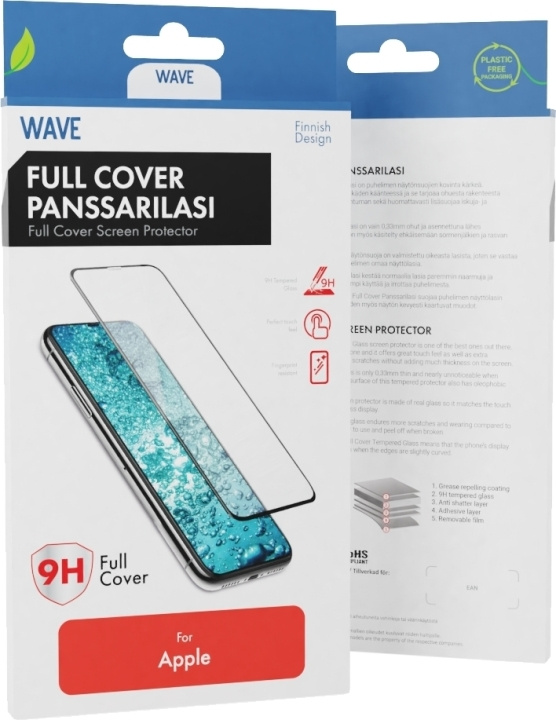 Wave Full Cover -skärmskydd, iPhone 15, svart ram in the group SMARTPHONE & TABLETS / Phone cases / Apple / iPhone 15 at TP E-commerce Nordic AB (C48041)