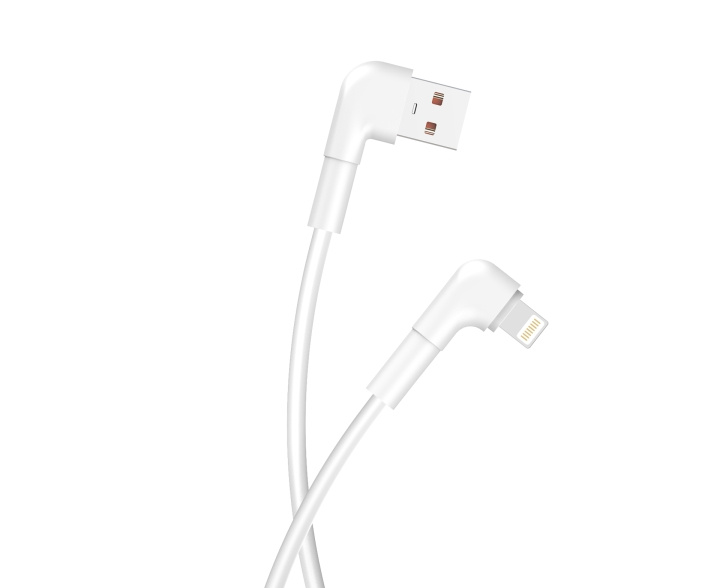 Maxlife MXUC-09 angle cable USB - Lightning 1,0 m 2,4A white in the group SMARTPHONE & TABLETS / Chargers & Cables / Cables / Cables Lightning at TP E-commerce Nordic AB (C48662)