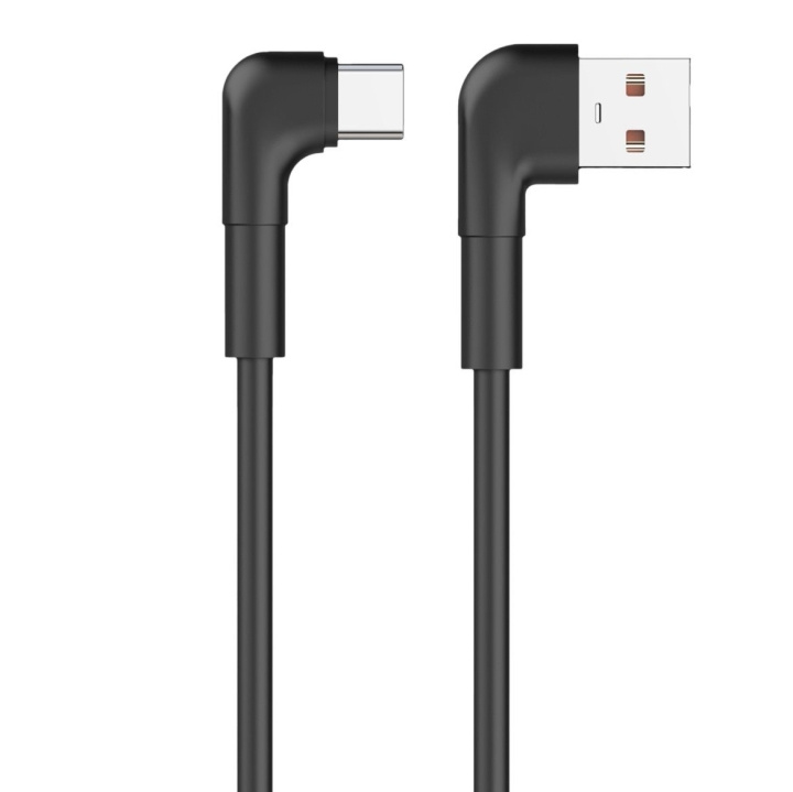 Maxlife MXUC-09 angle cable USB - USB-C 1,0 m 3A black in the group SMARTPHONE & TABLETS / Chargers & Cables / Cables / Cables Type C at TP E-commerce Nordic AB (C48663)