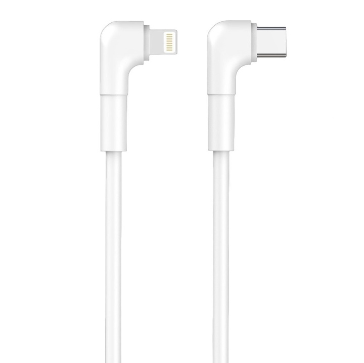 Maxlife MXUC-09 angle cable USB-C - Lightning 1,0 m 27W white in the group SMARTPHONE & TABLETS / Chargers & Cables / Cables / Cables Lightning at TP E-commerce Nordic AB (C48664)