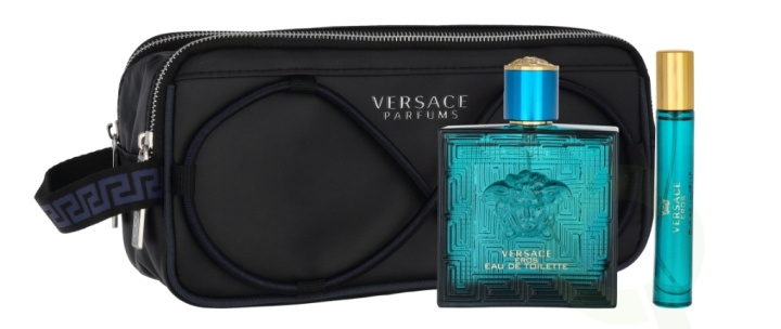Versace Eros Pour Homme Giftset 110 ml Edt Spray 100 ml/ Edt Travel Spray 10 ml/ Toilet Bag in the group BEAUTY & HEALTH / Gift sets / Gift sets for him at TP E-commerce Nordic AB (C49075)