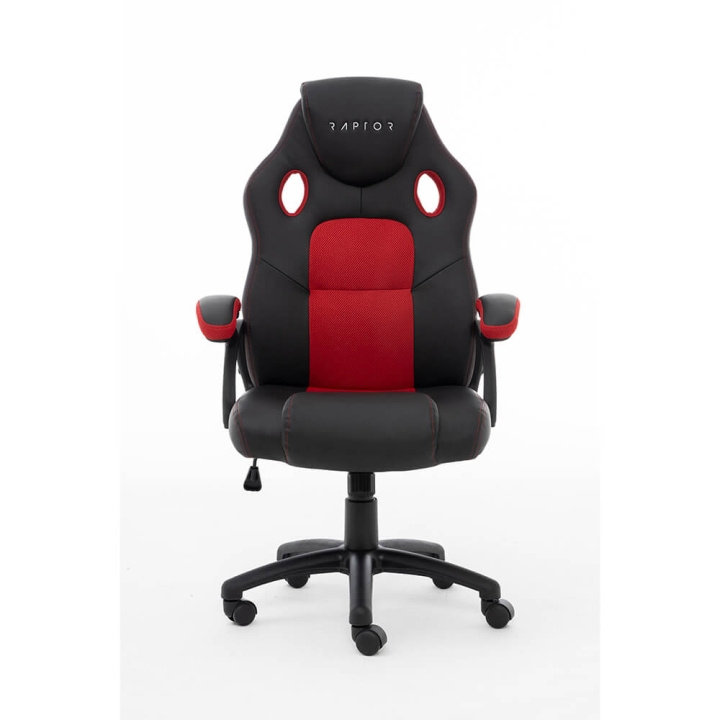 RAPTOR Gaming Chair GS-40 Compact PU & Fabric Black/Red in the group COMPUTERS & PERIPHERALS / GAMING / Gaming chairs at TP E-commerce Nordic AB (C49433)