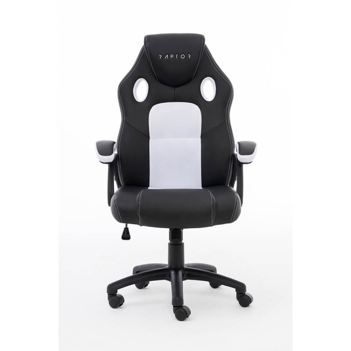 RAPTOR Gaming Chair GS-40 Compact PU & Fabric Black/White in the group COMPUTERS & PERIPHERALS / GAMING / Gaming chairs at TP E-commerce Nordic AB (C49434)