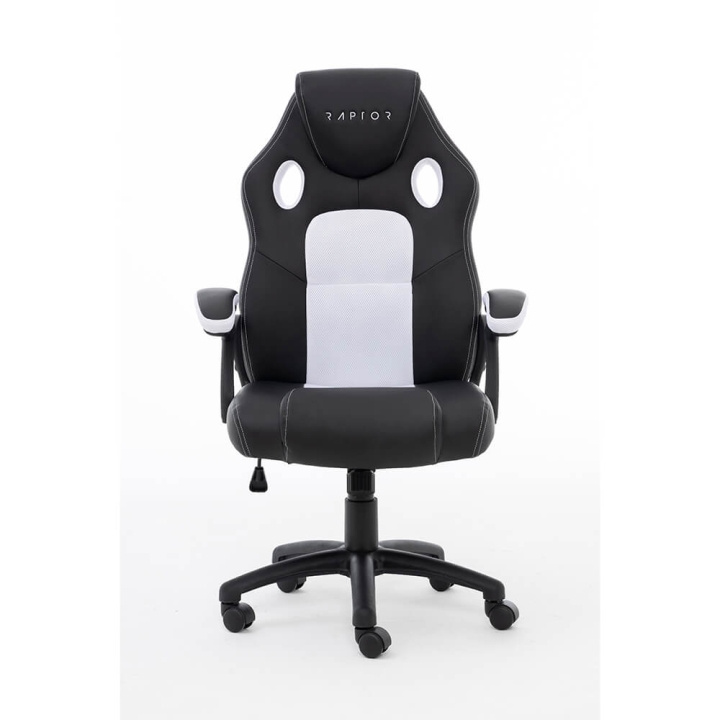 Raptor Gaming Chair GS-40 Compact, PU+Fabric, Black/White in the group COMPUTERS & PERIPHERALS / GAMING / Gaming chairs at TP E-commerce Nordic AB (C49434)