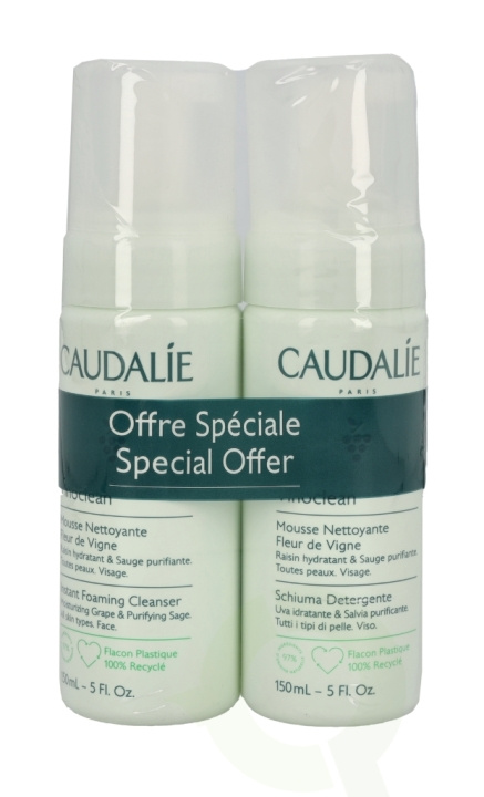 Caudalie Vinoclean Instant Foaming Cleanser Duo 300 ml 2x150ml in the group BEAUTY & HEALTH / Skin care / Face / Cleaning at TP E-commerce Nordic AB (C49596)