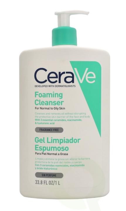 Cerave Foaming Cleanser w/Pump 1000 ml For Normal To Oily Skin in the group BEAUTY & HEALTH / Skin care / Face / Cleaning at TP E-commerce Nordic AB (C49621)