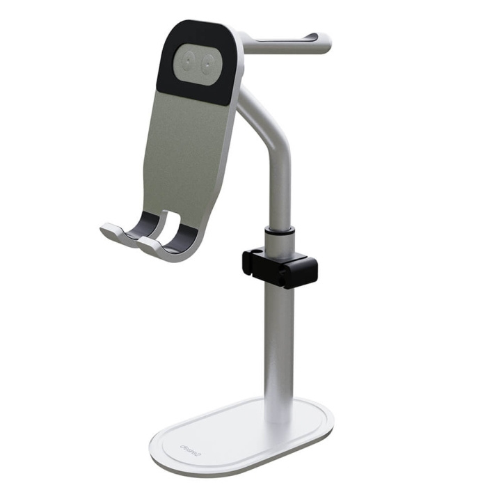 Desire2 Headphone Stand and Cell Phone Holder Silver in the group HOME ELECTRONICS / Audio & Picture / Headphones & Accessories / Accessories at TP E-commerce Nordic AB (C49912)