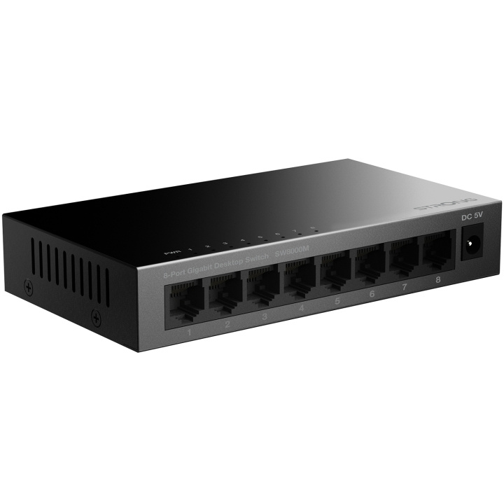 Strong 8-port Gigabitswitch Metall Svart in the group COMPUTERS & PERIPHERALS / Network / Switches at TP E-commerce Nordic AB (C49975)