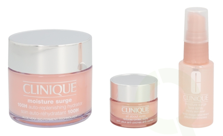 Clinique Moisture Surge Set 170 ml Moisture Surge 100H 125ml/All About Eyes 15ml/Moisture Surge Face Spray 30ml in the group BEAUTY & HEALTH / Gift sets / Gift sets for her at TP E-commerce Nordic AB (C50298)