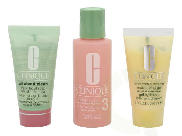 Clinique 3 Step Intro System Type 3 Set 120 ml Liquid Soap Mild 30ml/Exfoliator Lotion 60ml/Moisturizing Gel Oil 30ml in the group BEAUTY & HEALTH / Gift sets / Gift sets for her at TP E-commerce Nordic AB (C50334)