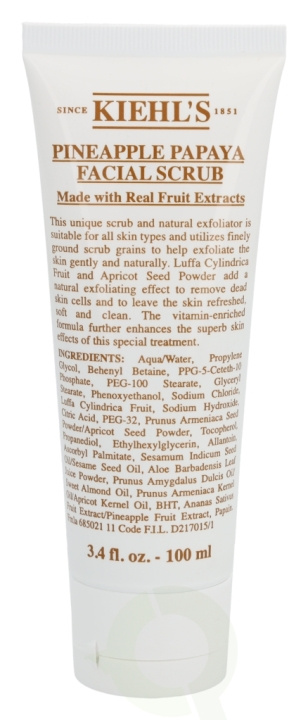 Kiehls Kiehl\'s Pineapple Papaya Facial Scrub 100 ml All Skin Types in the group BEAUTY & HEALTH / Skin care / Face / Scrub / Peeling at TP E-commerce Nordic AB (C52495)