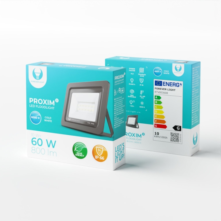 Forever Light PROXIM II - LED Floodlight, 10W |6000K| IP66 in the group HOME, HOUSEHOLD & GARDEN / Electricity & Lighting / Outdoor lighting / LED-floodlight at TP E-commerce Nordic AB (C53922)