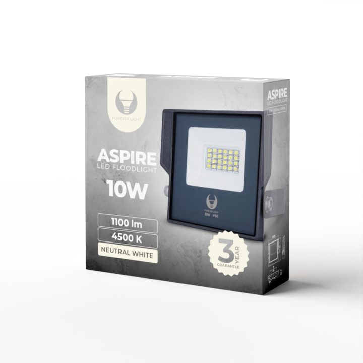 Forever Light ASPIRE - LED Floodlight, 10W, 4500K, 1100lm, 230V in the group HOME, HOUSEHOLD & GARDEN / Electricity & Lighting / Outdoor lighting / LED-floodlight at TP E-commerce Nordic AB (C53927)