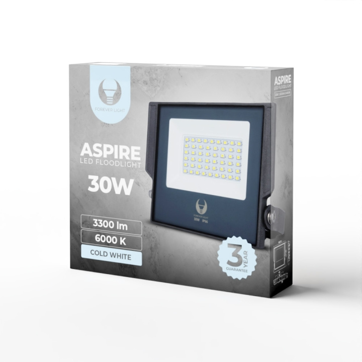 Forever Light ASPIRE - LED Floodlight, 30W, 6000K, 3300lm, 230V in the group HOME, HOUSEHOLD & GARDEN / Electricity & Lighting / Outdoor lighting / LED-floodlight at TP E-commerce Nordic AB (C53930)